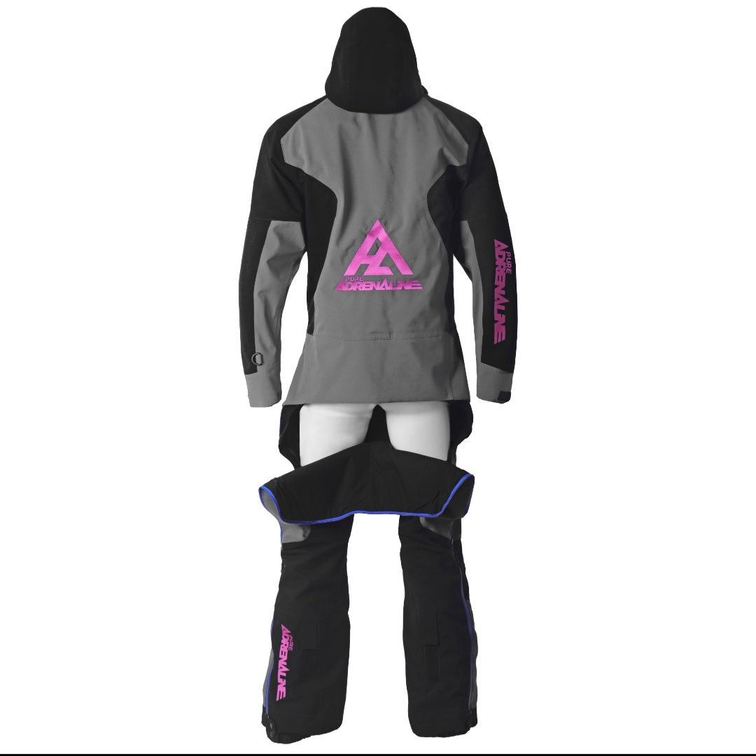 Pure Adrenaline Gray/Black/Pink Vortex Monosuit - Pure Adrenaline Motorsports