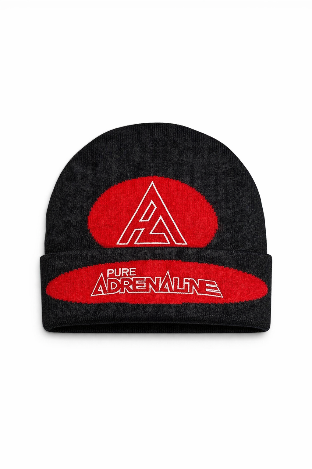Black/Red Knit Pure Adrenaline Beanie - Pure Adrenaline Motorsports