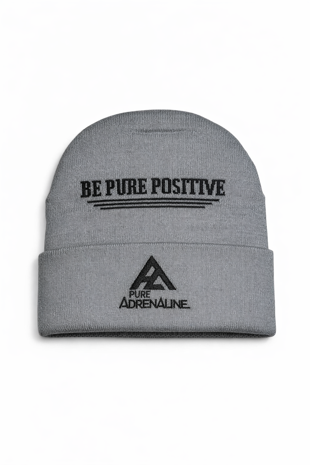 Gray/Black Knit Positive Pure Adrenaline Beanie - Pure Adrenaline Motorsports