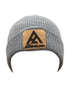 Grey/Leather Knit Pure Adrenaline Patch Beanie (2024) - Pure Adrenaline Motorsports