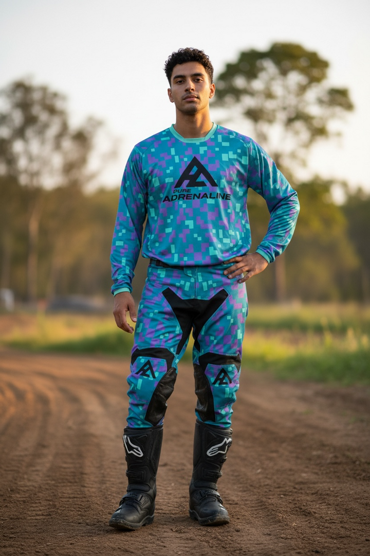 Pure Adrenaline Blue/Green Rev Series Moto Pants - Pure Adrenaline Motorsports