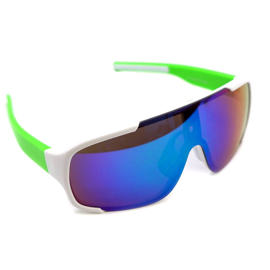 White / Green / Blue Mirrored Boarder Sunglasses - Pure Adrenaline Motorsports
